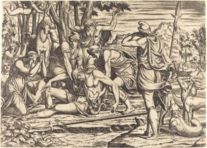 The Death of Adonis by Léon Davent after Luca Penni