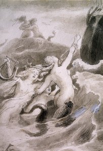 Little Mermaid, Illustration for Fairy Tale by Hans Christian Andersen