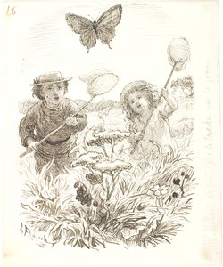 The Two Children Catching Butterflies