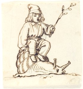 Boy Sitting on a Snail by Lorenz Frølich