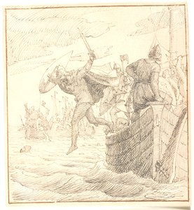 Olaf Tryggvesen Jumps Overboard During the Battle of Svolder by Lorenz Frølich