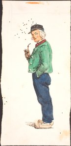 Man Smoking a Pipe in Clogs by Lorenz Frølich