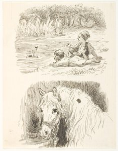 Two Drafts for Illustrations for The Dung Beetle by Lorenz Frølich