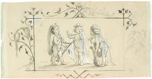 Vignette with Three Children with Musical Instruments