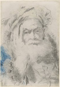 A Bearded Old Man Leaning His Head on His Hand by Lorenzo Baldissera Tiepolo