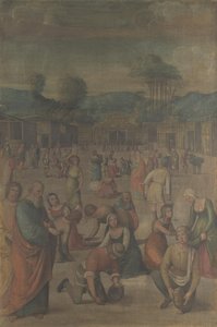 The Israelites gathering Manna from the Story of Moses by Lorenzo Costa