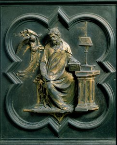 North Gate (called Gate of the Cross, to the North), Exterior Detail: Saint Matthew by Lorenzo Ghiberti