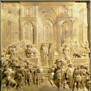 The Meeting of King Solomon and the Queen of Sheba, original panel from the East Doors of the Baptistery