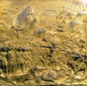 The Story of David and Goliath, original panel from the East Doors of the Baptistery (post restoration)