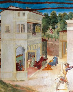 St Barbara attacked by her father (detail)