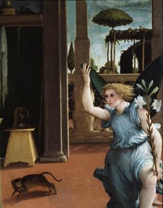 The Annunciation (Detail of the Angel) by Lorenzo Lotto