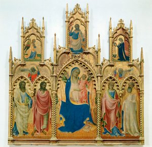Madonna and Infant Jesus, Saints; Top: Annunciation by Lorenzo Monaco