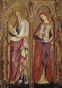 Saint John the Evangelist and Saint Mary Magdalene (detail) of the polyptych of the Annunciation