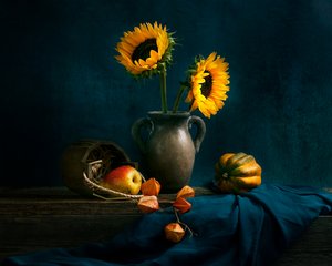 Autumn Sunflowers Still Life