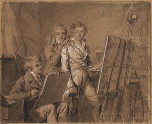 Three Young Artists in a Studio by Louis Leopold Boilly