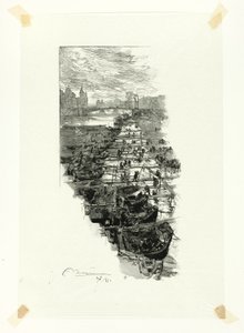 Apple Market, Viewed from the Pont Louis-Philippe, plate seven from Along the Seine and the Boulevards by Louis Auguste Lepère