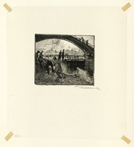 Lock of the Canal Saint-Martin, plate six from Along the Seine and the Boulevards by Louis Auguste Lepère
