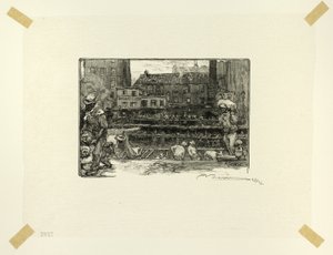 Plaster Unloaders, plate three from Along the Seine and the Boulevards by Louis Auguste Lepère