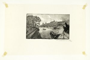 The Louvre, Viewed from the Pont-Neuf, plate thirteen from Along the Seine and the Boulevards by Louis Auguste Lepère