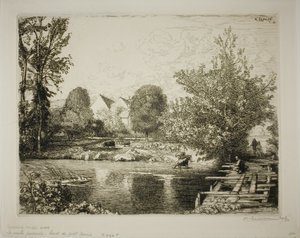 The Old Footbridge, Banks of the Petit Morin by Louis Auguste Lepère
