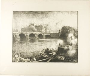 The Pont Neuf, Paris by Louis Auguste Lepère
