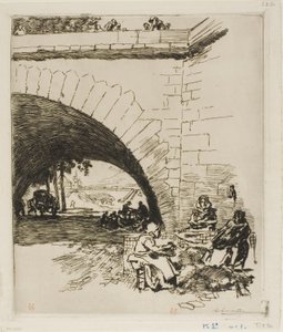 Woolcarders at Pont Marie by Louis Auguste Lepère