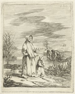 Beggar Woman with Child by a Ditch by Louis Bernard Coclers