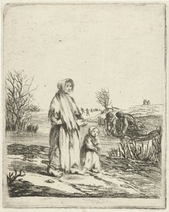 Beggar Woman with Child by a Ditch by Louis Bernard Coclers