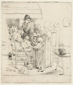 Kitchen Scene with Children by Louis Bernard Coclers