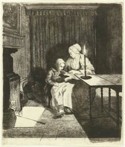 Mother Teaching Her Son by Louis Bernard Coclers