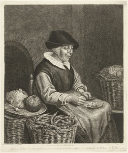 Old Woman Shelling Beans by Louis Bernard Coclers