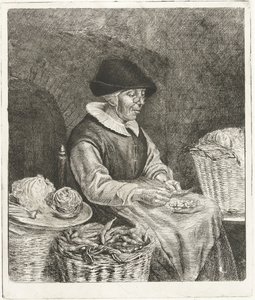 Old Woman Shelling Beans by Louis Bernard Coclers