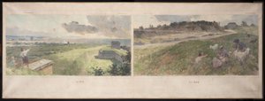 Sketch for the Bagnolet Town Hall: Two views of the surroundings of Bagnolet (north and south) by Louis Beroud