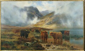 By Loch Treachlan, Glencoe, Morning Mists by Louis Bosworth Hurt
