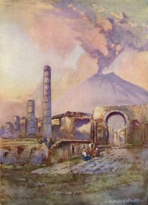 Pompeii, Vesuvius in the distance by Louis Burleigh Bruhl