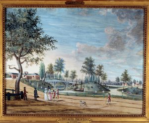 View of the Iron Bridge in the Parc du Raincy by Louis Carrogis Carmontelle