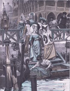 Green geese, illustration from Decameron of Boccaccio by Louis Chalon