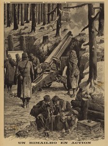 French Army Rimailho rapid fire medium howitzer in action, World War I