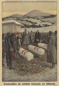 Funeral of French soldiers who died in Albania during the retreat from Serbia, World War I by Louis Charles (after) Bombled