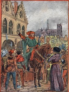 Etienne Marcel, provost of the merchants (1315-1358) acquiring the Maison des Pillars on the Place de Greve in July 1357 by Louis Charles Bombled