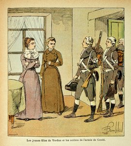 The Young Daughters of Verdun and the Soldiers of the Army of Conde by Louis Charles Bombled