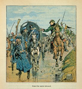The Army of the Loire by Eugene Sergent, Illustrated by Louis Bombled: Capture of a German Convoy by the French During the War of 1870, Private Collection by Louis Charles Bombled