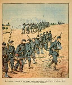 In Provencheres, the mobiliises of the 2nd Legion of the Upper Marne forced to retreat under the number of enemies (The Eastern Armee) by Louis Charles Bombled