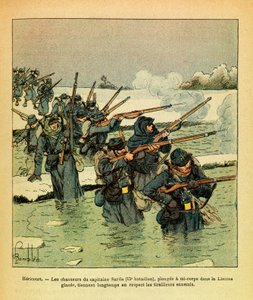 January 1871, Hericourt, the hunters of Captain Sarda dive half-body in the Ice Lisaine, holding the enemy for a long time