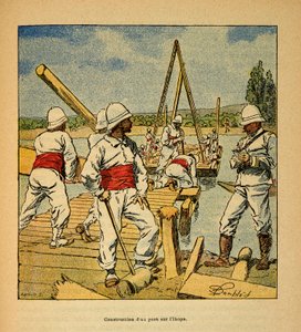 The War in Madagascar: Construction of a bridge on the Ikopa River in 1895 by Louis Charles Bombled