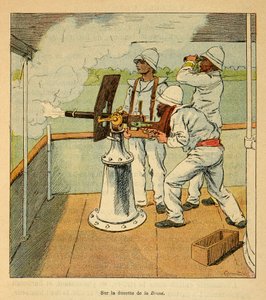The War in Madagascar: Cannon shot on the Hovas aboard the canoniere 