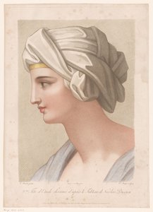 Bust of a Woman with Cloth Wrapped Around Her Head (2nd Study Festival drawn after the Painting by Nicolas Poussin) by Louis Charles Ruotte