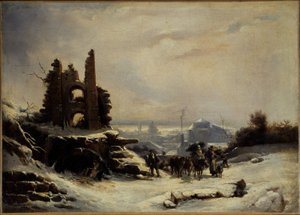 The Return from the Market (Snow Effect on Paris), circa 1830