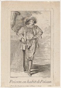 Fish Dressed as a Peasant by Louis Deplaces after Antoine Watteau