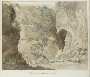 Outer Wall of the Oreille de Denys Cave (Voyage in Italy, Sicily, and Malta - 1778 series) by Louis Ducros
